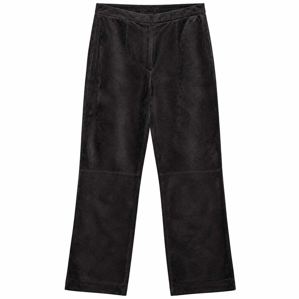 Investments Black Genuine Suede Pants Straight Leg Lined Size 10 NWT